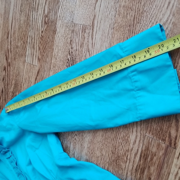 (L) Signature by Larry Levine Button Down Top Ruffle Trim Knit Accents - Picture 7 of 9